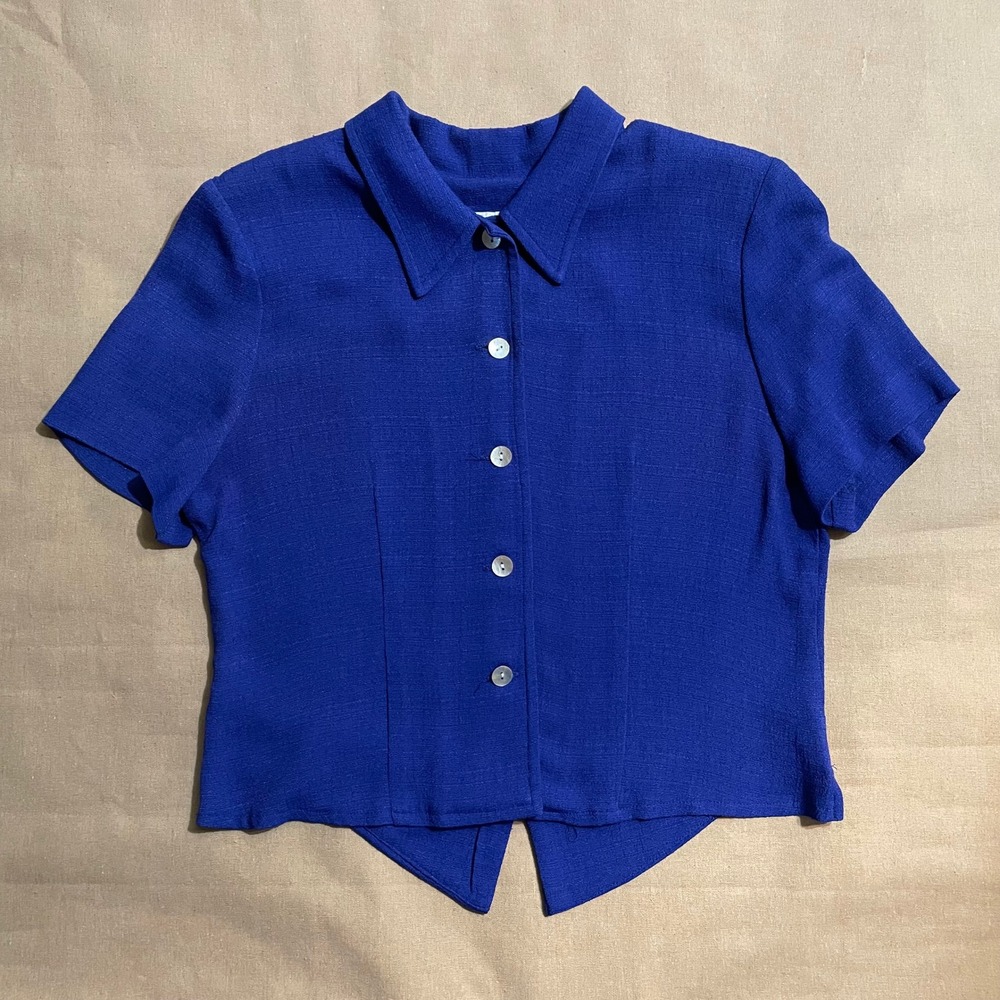 Vintage 80s Jessica Howard Blouse Size 8 Royal Blue Cropped Jacket Mod Girl Chic
